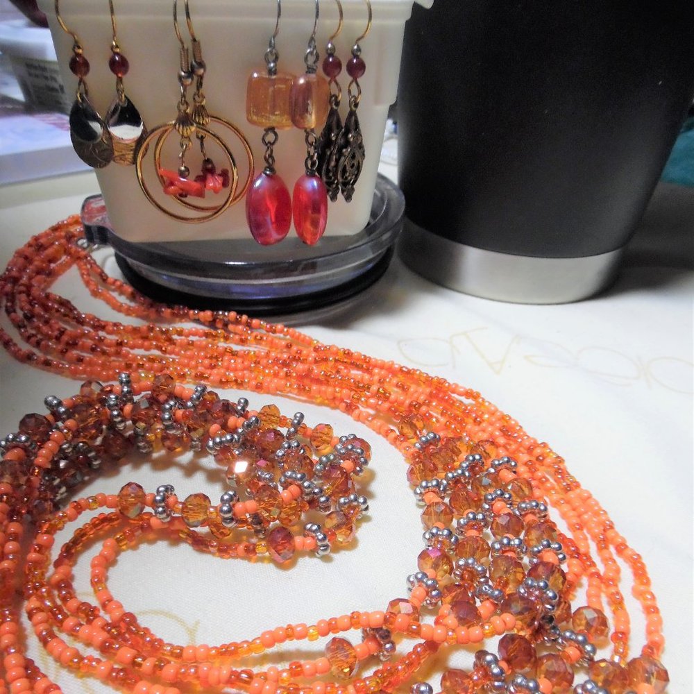 HANDMADE NECKLACE AND DANGLE EARRINGS